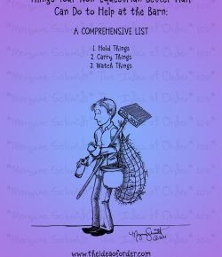 The Idea of Order: Things For Your Non Equestrian Counterpart To Do